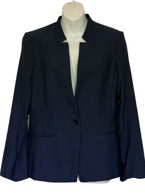 Banana Republic Long And Lean Wool Navy One-Button Women's Blazer Size 8